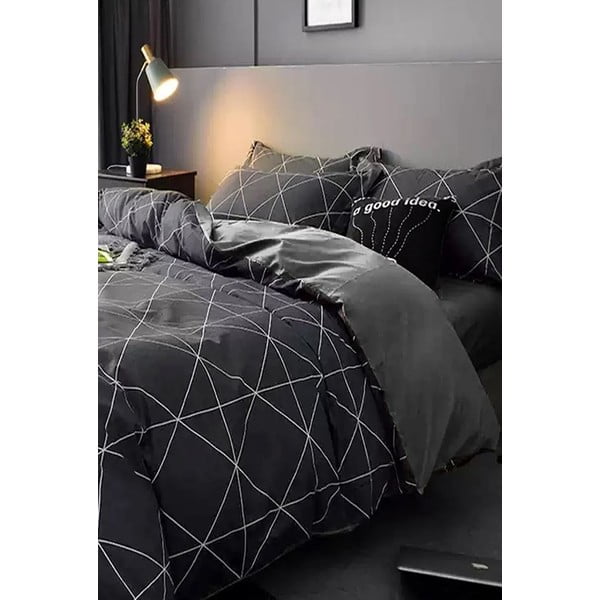 Tumši pelēka kokvilnas  gultas veļa divvietīgai gultai 200x220 cm – Mila Home