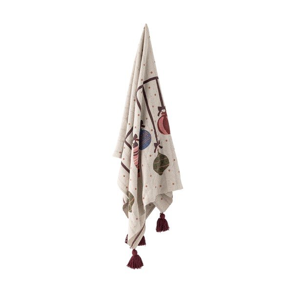 Bēšs pleds ar Ziemassvētku motīvu no pārstrādātas kokvilnas 130x160 cm Ornamentia – Bloomingville-image-2