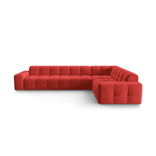 Sarkans samta stūra dīvāns (labais stūris) Kendal – Micadoni Home