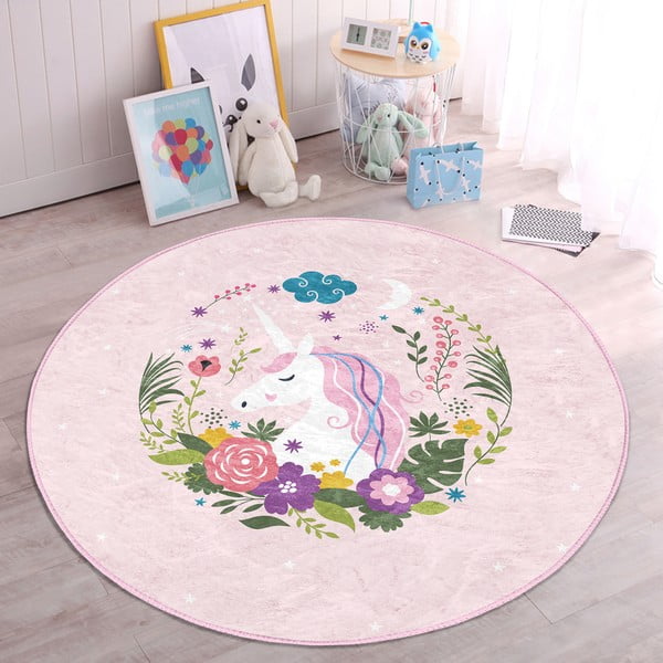 Rozā bērnu paklājs ø 100 cm Comfort – Mila Home-image-2