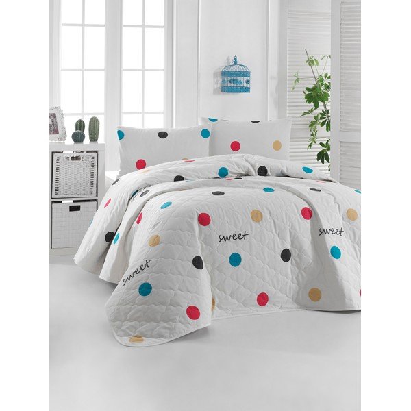 Balts kokvilnas gultas pārklājs ar 2 spilvendrānām Mijolnir Snoker, 225 x 240 cm-image-1