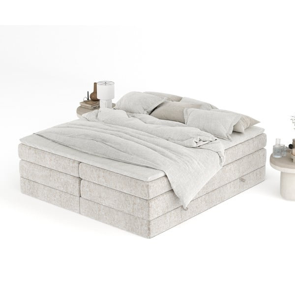 Bēša atsperu gulta ar veļas kasti/bez galvgaļa 160x200 cm Juniper – Maison de Rêve-image-4