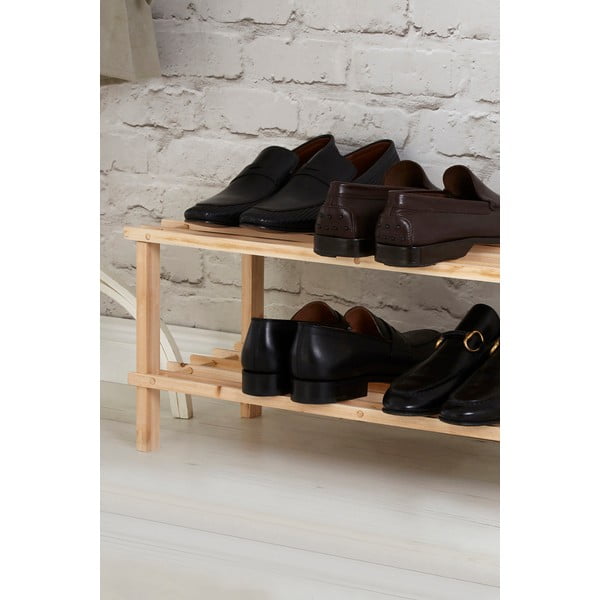 Dabīga toņa egles masīvkoka apavu plaukts – Premier Housewares-image-4