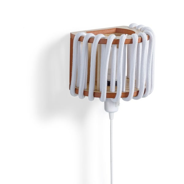 Balta sienas lampa ar koka konstrukciju EMKO Macaron, garums 20 cm-image-2