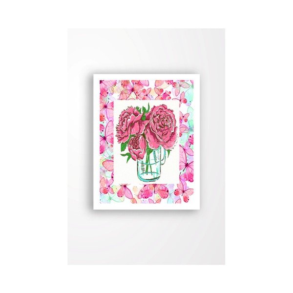 Sienas glezna uz audekļa baltā rāmī Tablo Center Cut Roses, 29 x 24 cm
