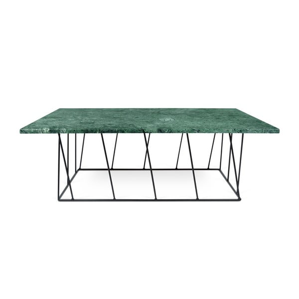 Zaļā marmora kafijas galdiņš ar melnām kājām TemaHome Helix, 75 x 120 cm