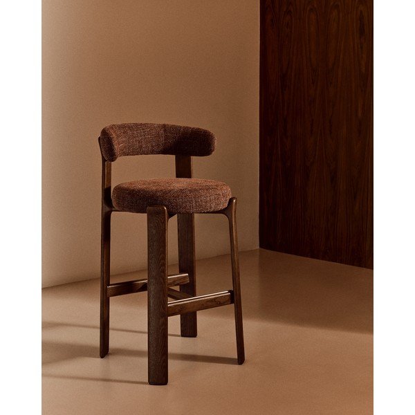 Brūns/tumša dabīga toņa oša masīvkoka bāra krēsls (sēdekļa augstums 75 cm) Granite – Kave Home-image-1