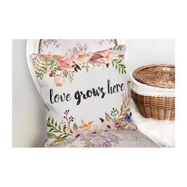 Spilvendrāna Minimalist Cushion Covers Love Grows Here, 45 x 45 cm-image-2