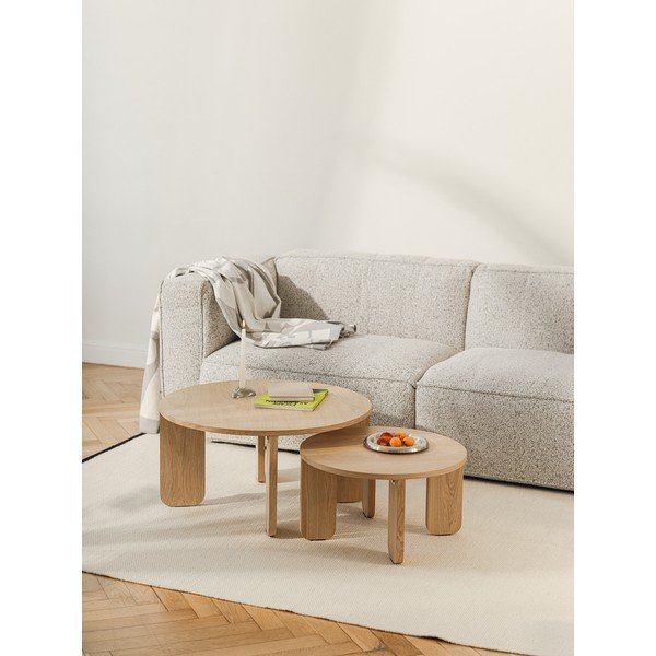 Dabīga toņa apaļš žurnālgaldiņš ar ozolkoka imitācijas galda virsmu ø 55 cm Kuvu – noo.ma-image-4