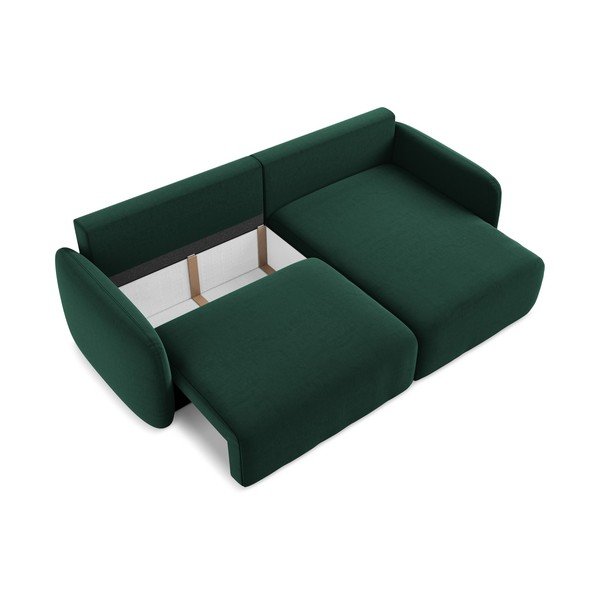 Tumši zaļš samta salokāms stūra dīvāns ar uzglabāšanas vietu (ar labo stūri/ar zvilni) Kalena – Makamii-image-4