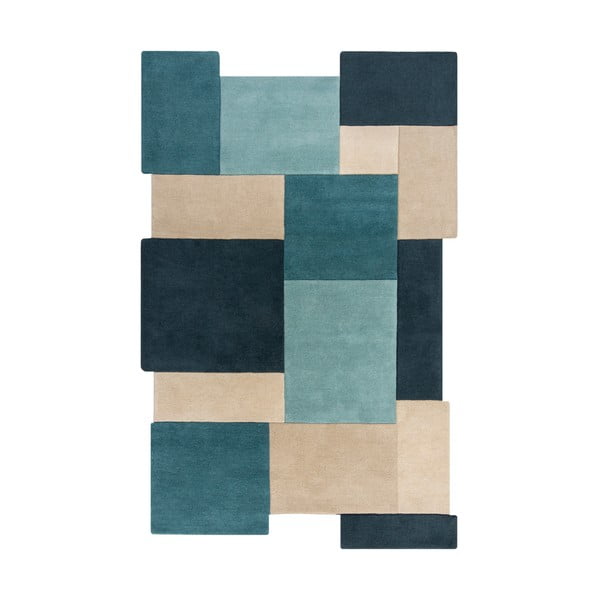Zili bēšs vilnas paklājs 240x150 cm Abstract Collage – Flair Rugs