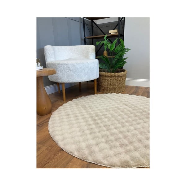 Bēšs mazgājams apaļš paklājs ø 120 cm Bubbly – Oyo Concept-image-3