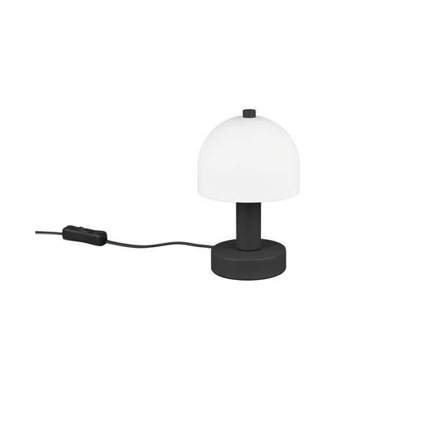 Melnbalta galda lampa ar stikla abažūru (augstums 19 cm) Glenn – Reality-image-3