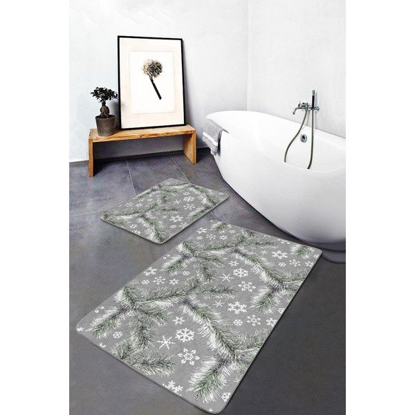 Pelēki vannas istabas paklājiņi (2 gab.) 60x100 cm – Mila Home-image-1