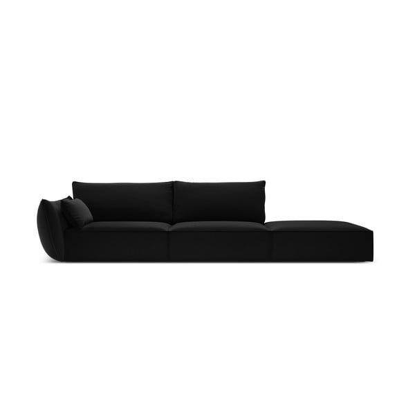 Melns samta dīvāns ar kreiso stūri 264 cm Vanda – Mazzini Sofas