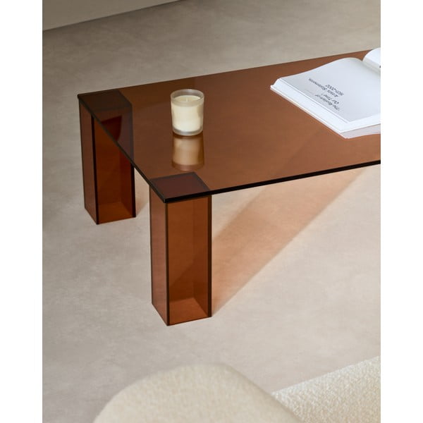 Brūns stikla žurnālgaldiņš 60x140 cm Adularia – Kave Home-image-2