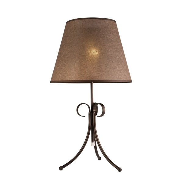 Tumši brūna galda lampa ar auduma abažūru (augstums 55 cm) Lorenzo – LAMKUR