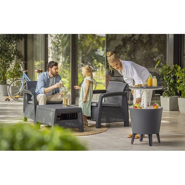 Plastmasas apaļš dārza galds ar ledus paplāti ø 49,5 cm Cool – Keter-image-1