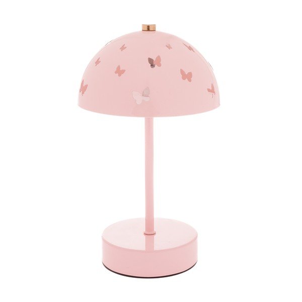 Rozā metāla bērnu galda lampa Butterfly – Dakls