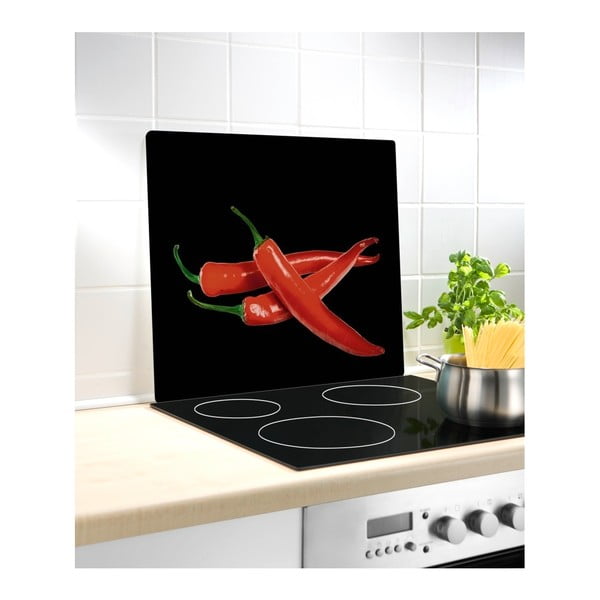 Stikla sienas aizsargplāksne plītij Wenko Peperoni, 50 x 56 cm-image-1