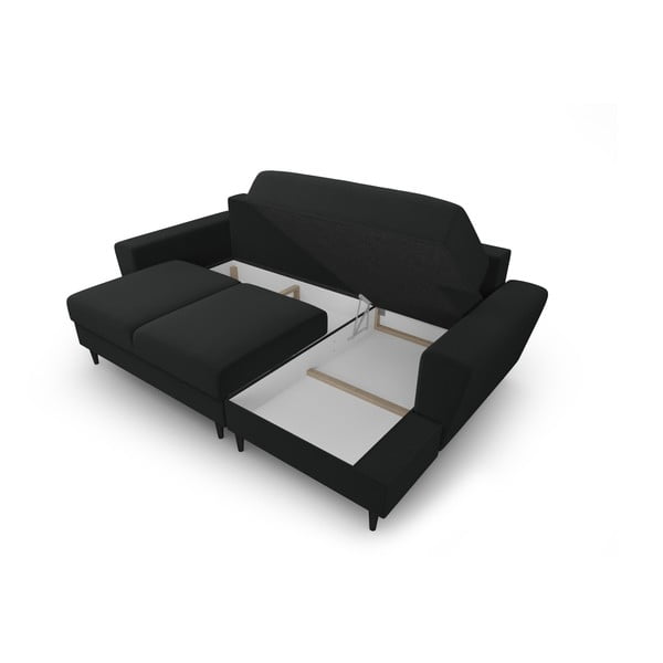 Melns samta salokāms stūra dīvāns ar uzglabāšanas vietu (ar labo stūri/ar zvilni) Kyoto – Cosmopolitan Design-image-3