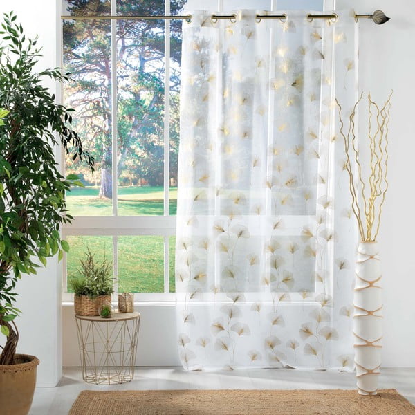 Balts/zelta krāsas dienas aizkars 140x240 cm Ginkgold – douceur d'intérieur-image-2