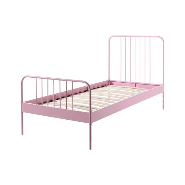 Rozā metāla bērnu gulta Vipack Jack, 90 x 200 cm