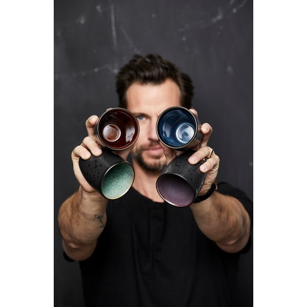 Melnas keramikas krūzes (4 gab.) latte kafijai 270 ml Gastro Black/Mix – Bitz-image-3