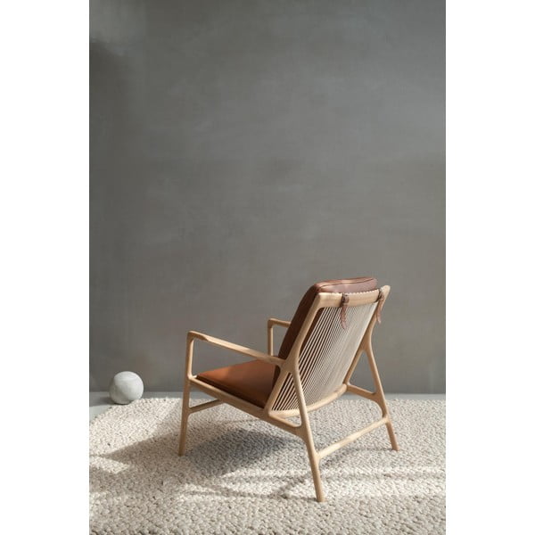 Brūns/dabīga toņa ādas atpūtas krēsls Dedo – Gazzda-image-2