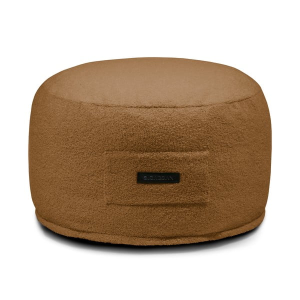 Brūns pufs no buklē auduma Om 60 – SLOWDOWN