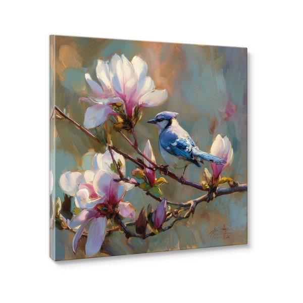 Drukāta glezna uz audekla 32x32 cm Bluejay & Blossom – Styler-image-3