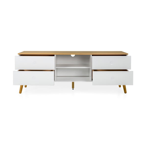 Balta TV kumode ar ozolkoka kājām Tenzo Dot, platums 162 cm-image-4