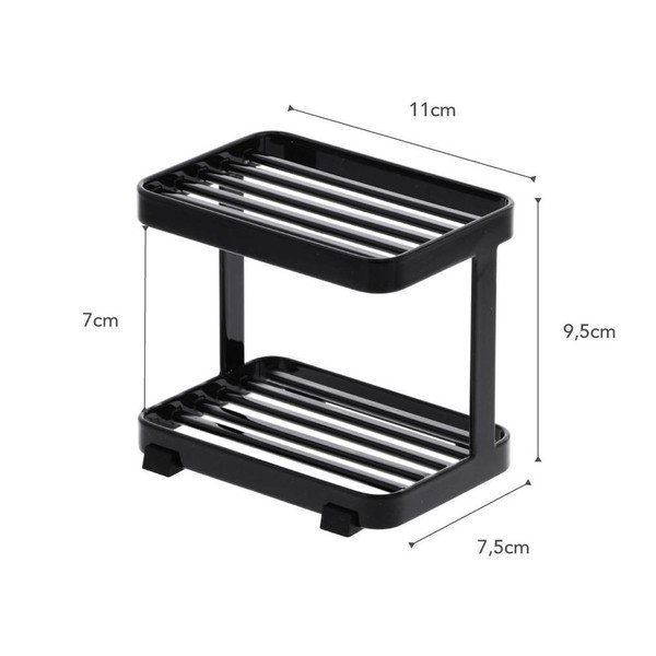 Melns divstāvu ziepju trauks ar uzglabāšanas vietu íYAMAZAKI Tower-image-3