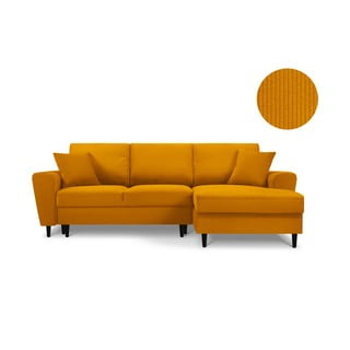 Oranžs stūra velveta dīvāns Kooko Home Jazz, labais stūris