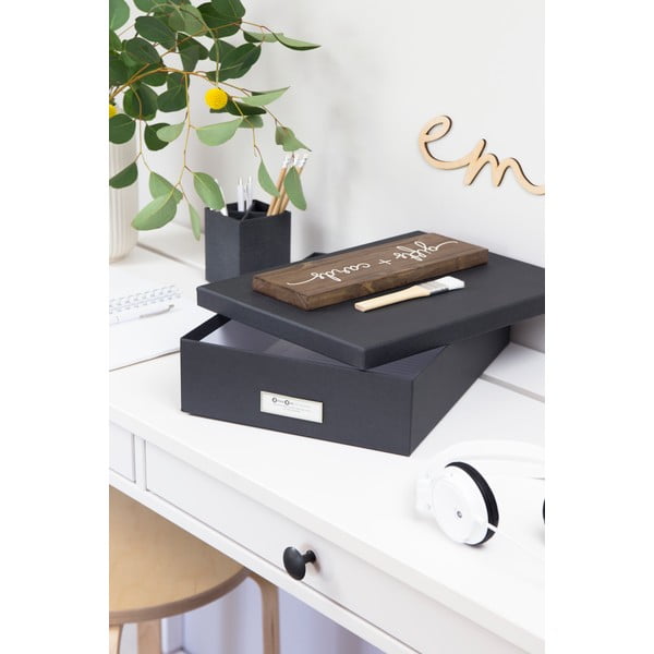 Tumši pelēka uzglabāšanas kaste dokumentiem Bigso, A4 izmērs-image-1