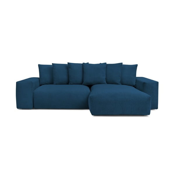 Zils velveta salokāms/ar uzglabāšanas vietu stūra dīvāns Voltaire – Bobochic Paris