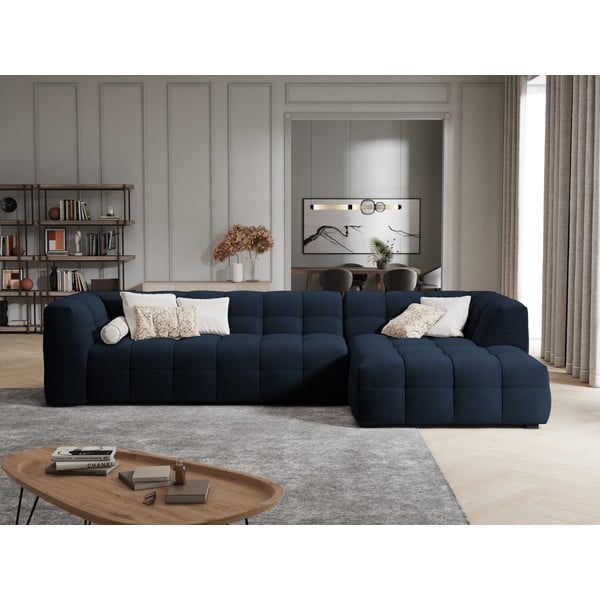 Zils samta stūra dīvāns Windsor & Co Sofas Vesta, labais stūris-image-1