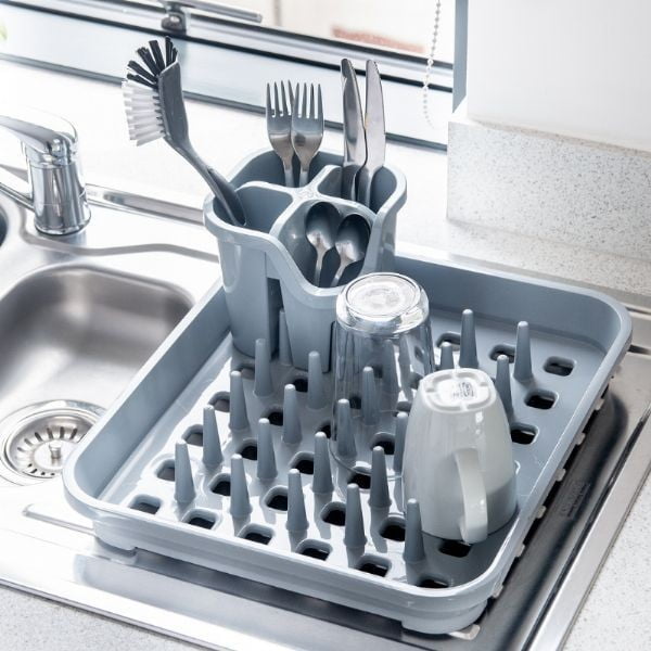 Pelēks plastmasas trauku žāvētājs 38x33,5 cm Eco Range – Addis-image-4