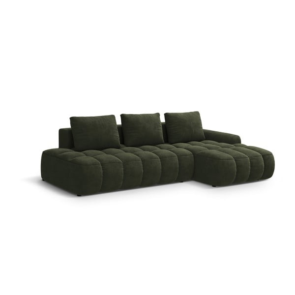 Zaļš samta salokāms/ar uzglabāšanas vietu stūra dīvāns (ar labo stūri/ar zvilni) Linz – Cosmopolitan Design-image-2