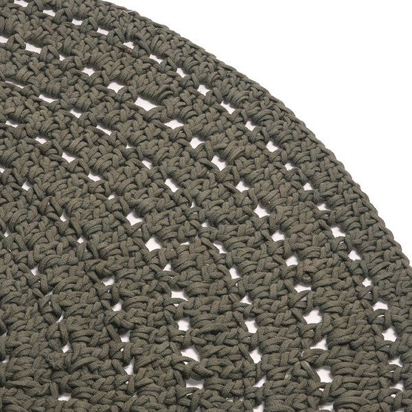 Tumši zaļš apaļš kokvilnas paklājs LABEL51 Knitted, ⌀ 150 cm-image-1