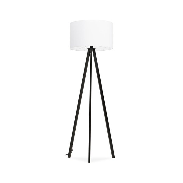 Kokoon Trivet stāvlampa ar melnu struktūru un baltu abažūru