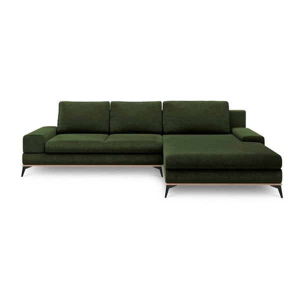 Tumši zaļš izvelkamais stūra dīvāns ar veļas kasti Windsor & Co Sofas Planet, labais stūris