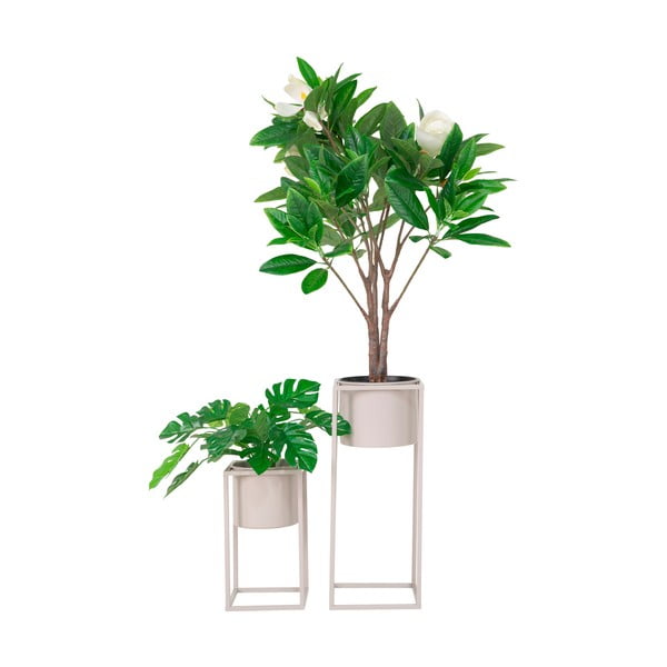 2 bēšu metāla puķu podu komplekts House Nordic Marla-image-1