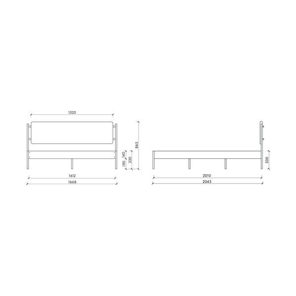 Balta tērauda polsterēta divvietīga gulta ar redelēm 160x200 cm Eton Basic – noo.ma-image-4