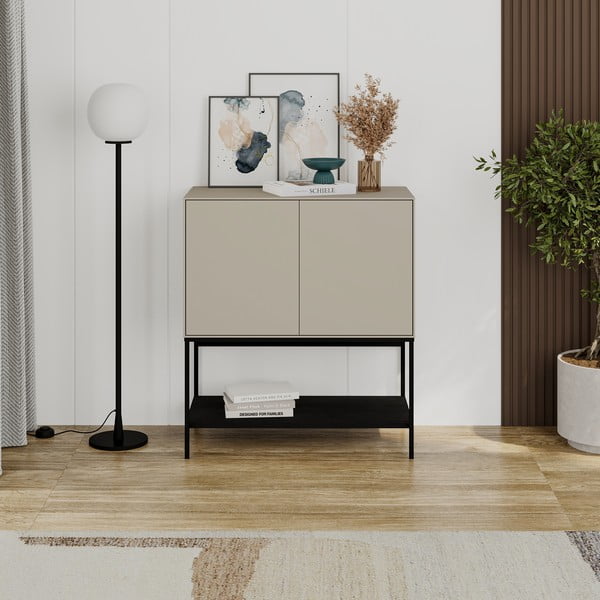 Melns/krēmkrāsas skapītis 80x90x40 cm Amira – Marckeric-image-1