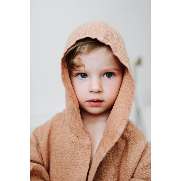 Oranžs lina halāts bērniem Linen Tales Nature, izmērs 122–128-image-3