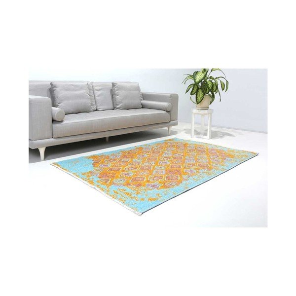 Abpusējs dzeltens un zils paklājs Vitaus Normani, 77 x 200 cm-image-1