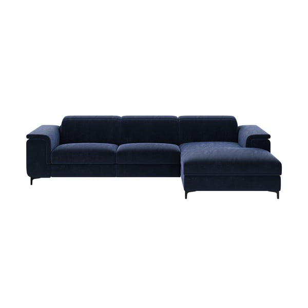 Tumši zils samta stūra dīvāns (labais stūris) Brito – MESONICA