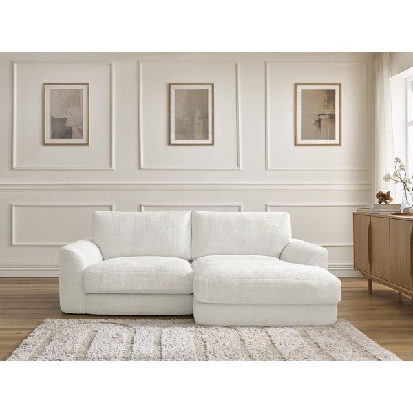 Balts stūra dīvāns no šenila auduma (ar labo stūri/ar zvilni) Leonore – Bobochic Paris-image-1