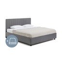Pelēka polsterēta divvietīga gulta ar veļas kasti ar matraci un redelēm 180x200 cm Myra Slim Line – Bonami Selection